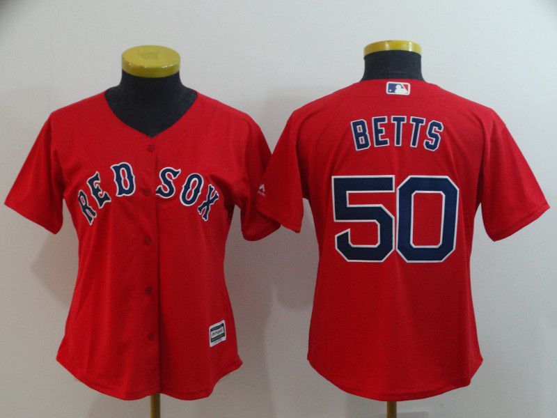 Women Boston Red Sox #50 Betts Red Game MLB Jerseys->women mlb jersey->Women Jersey